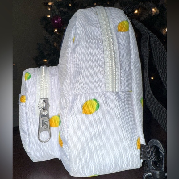Adorable JanSport Quarter Pint Mini White Convertible Backpack with Lemon Design - Picture 5 of 15
